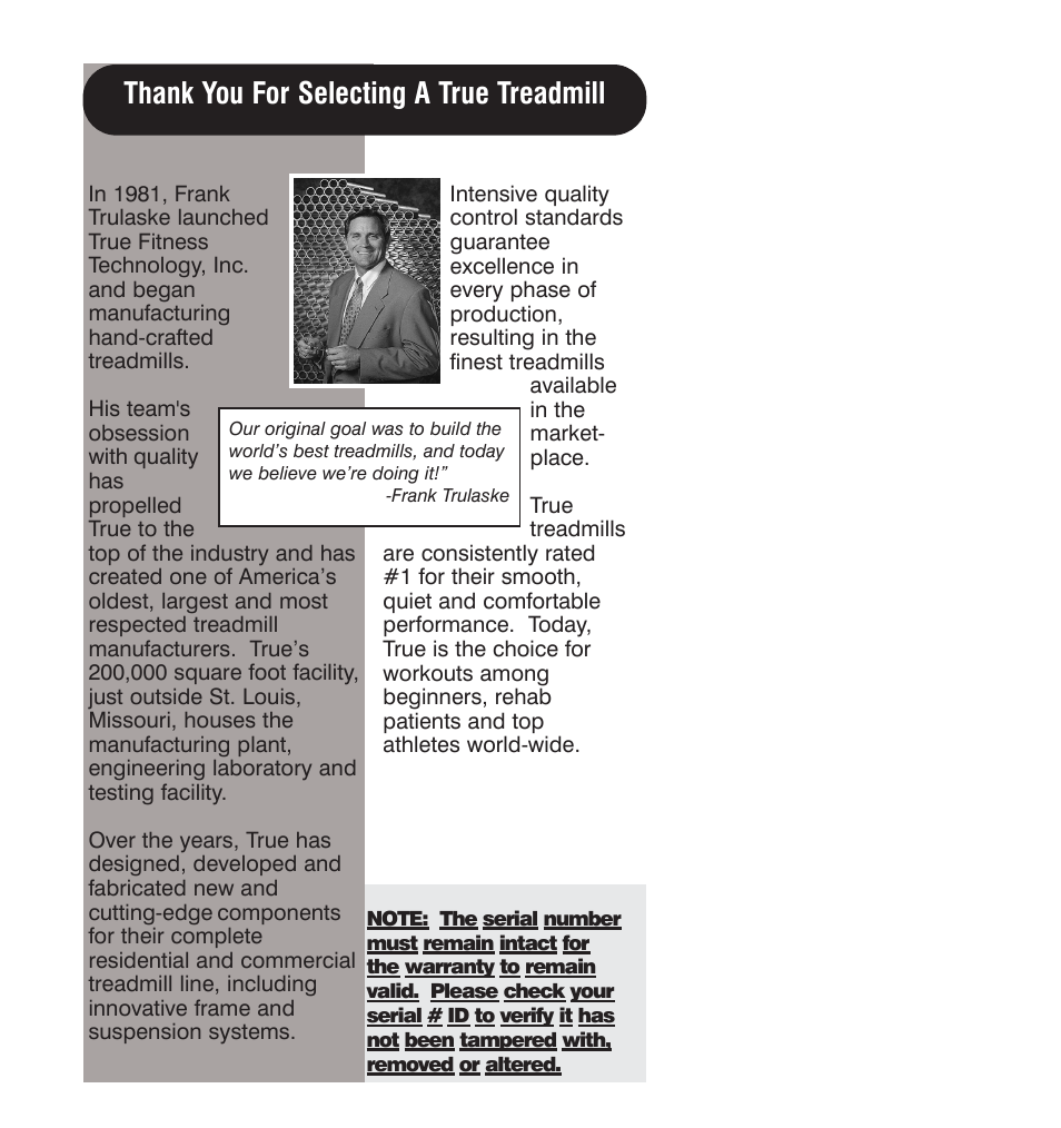 True Fitness 400 Series User Manual | Page 2 / 41