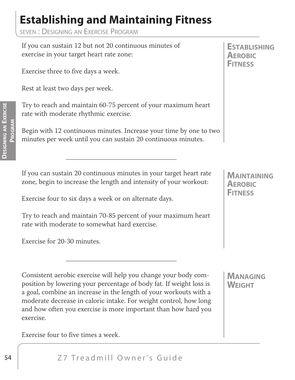 Establishing and maintaining fitness | True Fitness Z7 Series User Manual | Page 40 / 75