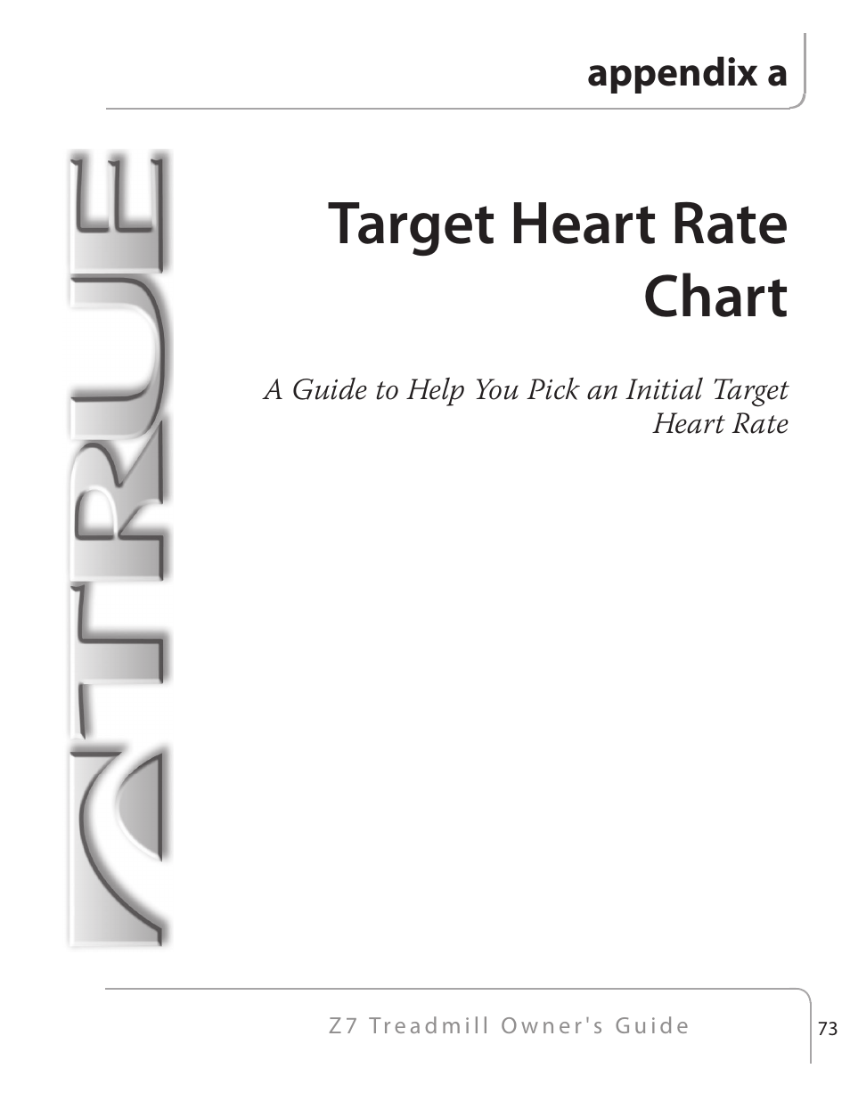 Target heart rate chart | True Fitness Z7 Series User Manual | Page 54 / 75