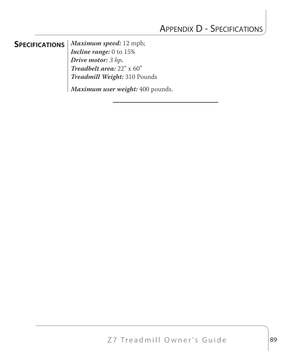 D - s | True Fitness Z7 Series User Manual | Page 63 / 75