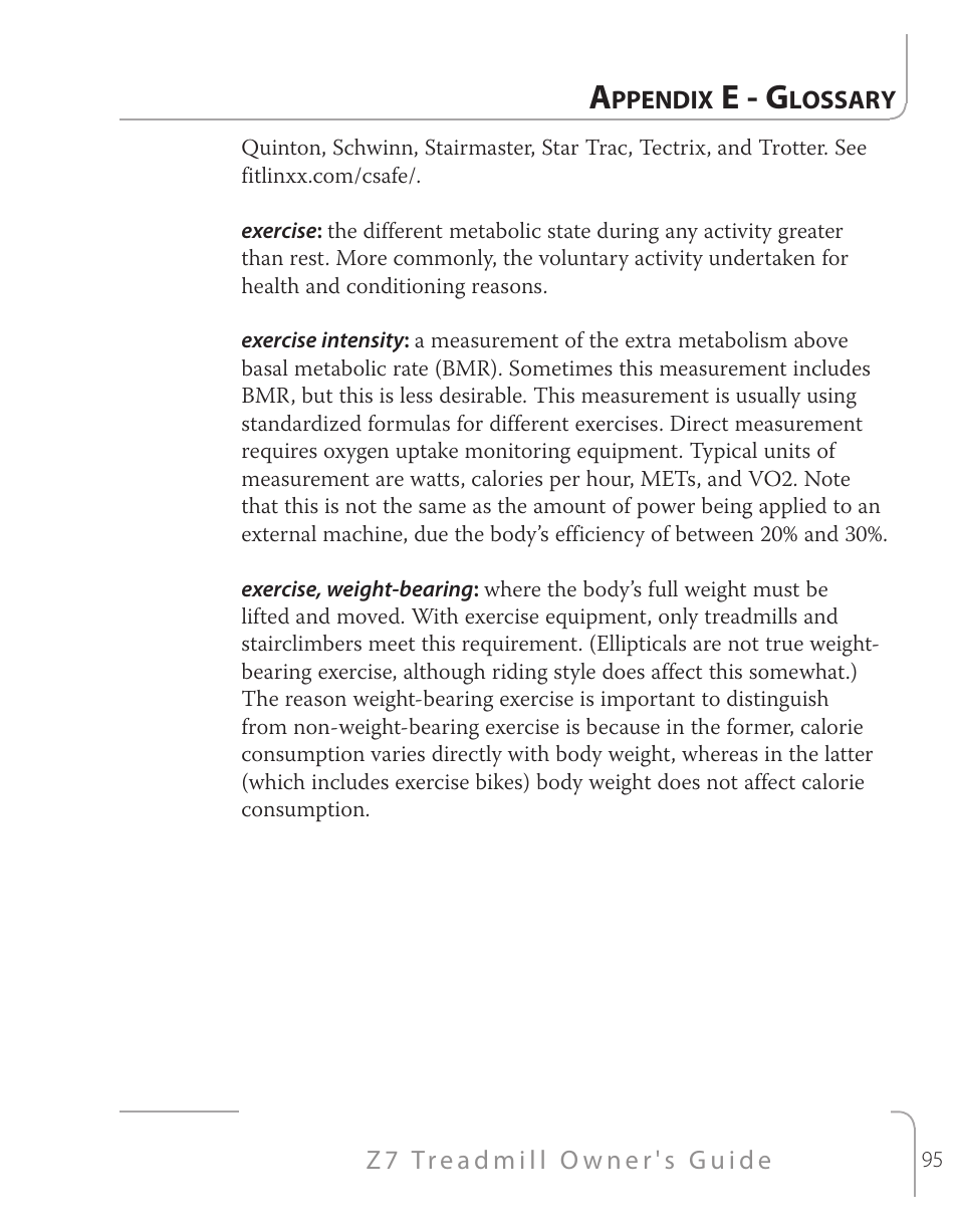 E - g | True Fitness Z7 Series User Manual | Page 67 / 75