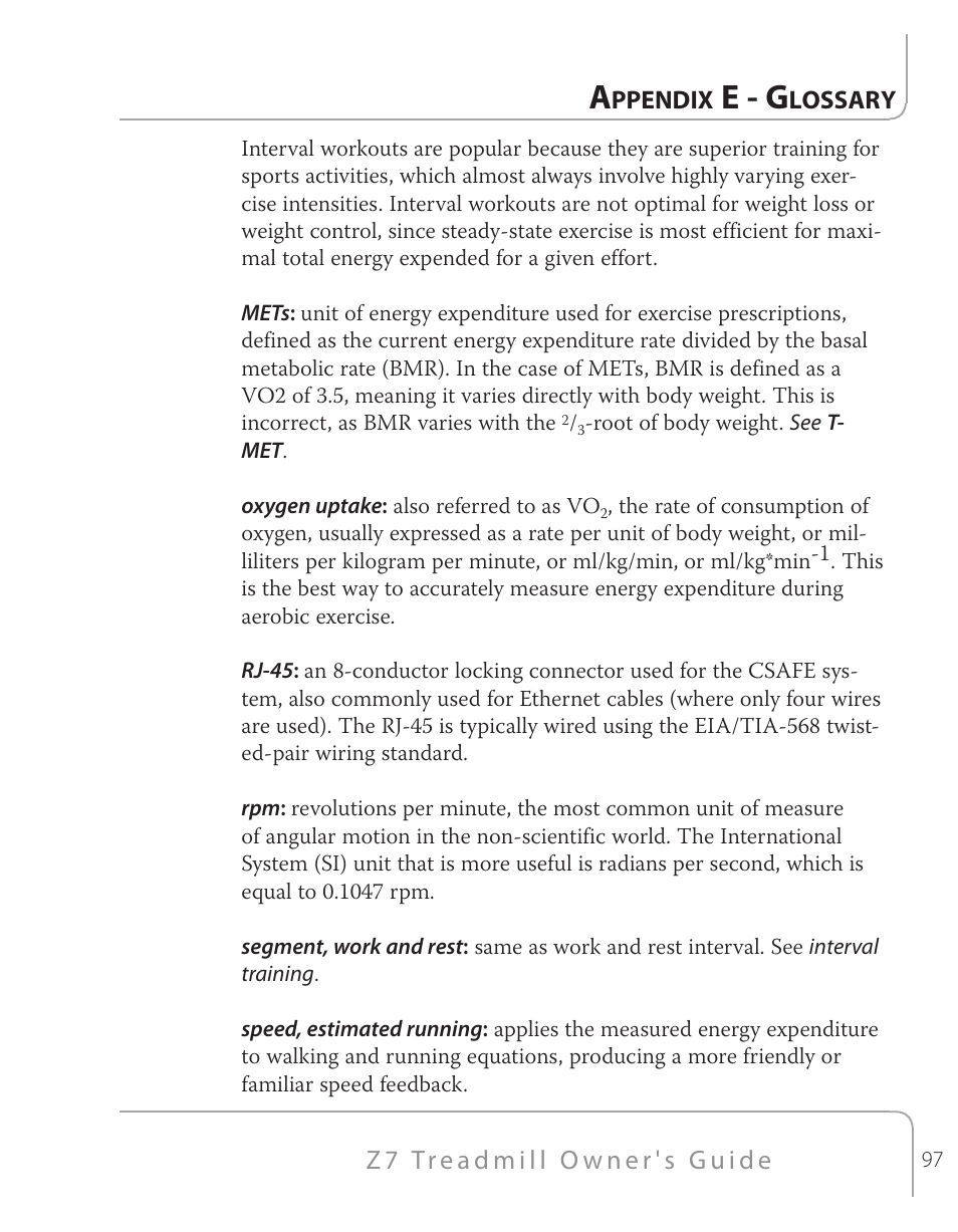 E - g | True Fitness Z7 Series User Manual | Page 69 / 75