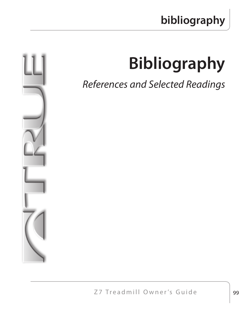 Bibliography, References and selected readings | True Fitness Z7 Series User Manual | Page 71 / 75