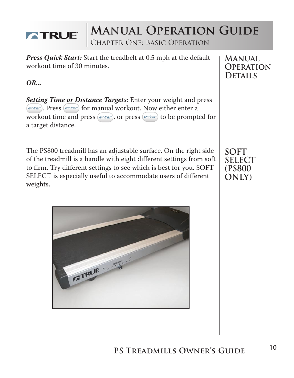 Manual operation guide | True Fitness PS100 User Manual | Page 10 / 40