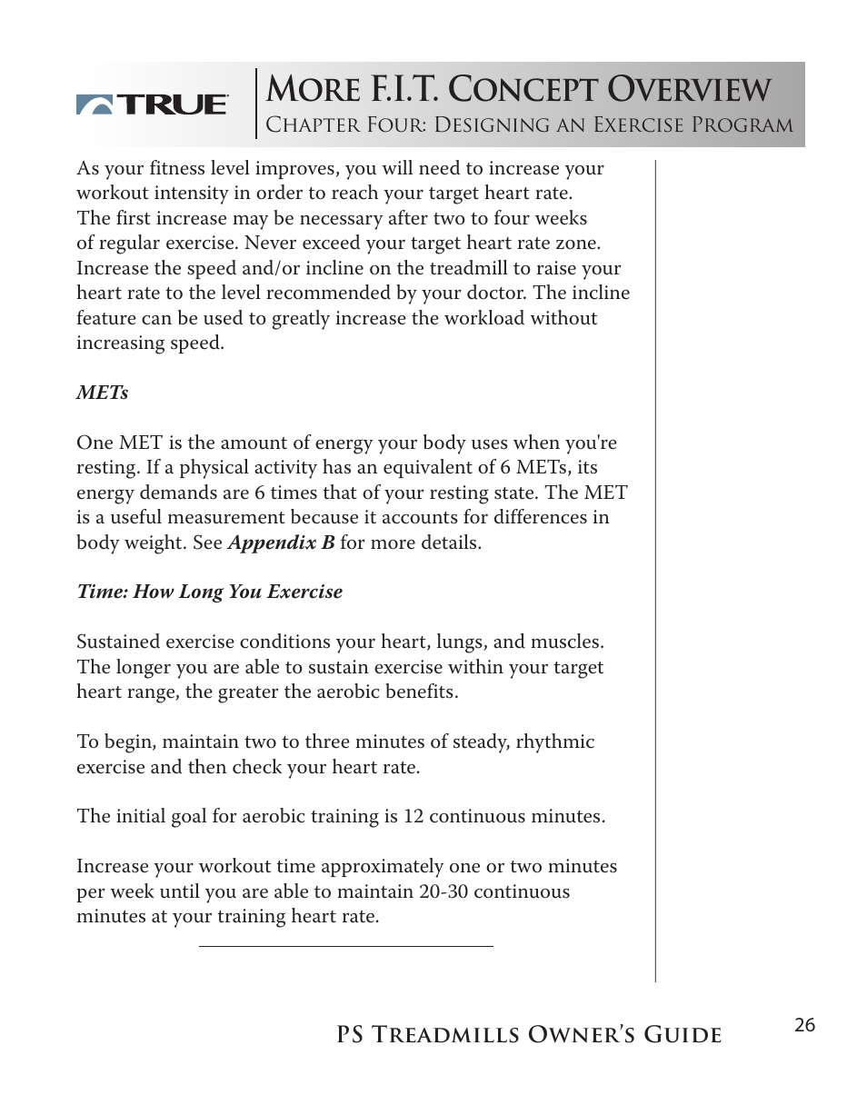 More f.i.t. concept overview | True Fitness PS100 User Manual | Page 26 / 40