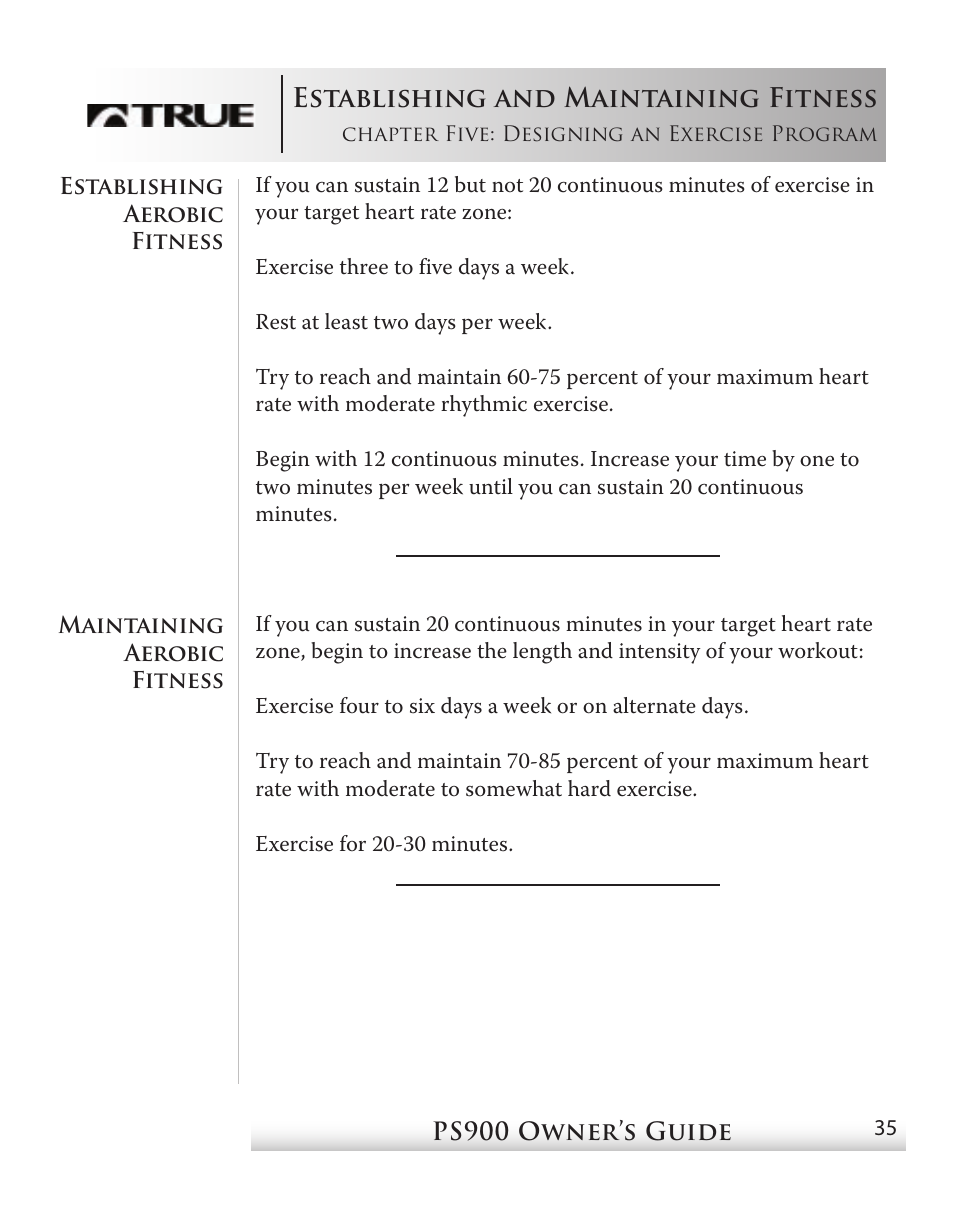 Establishing and maintaining fitness | True Fitness PS900 User Manual | Page 32 / 42