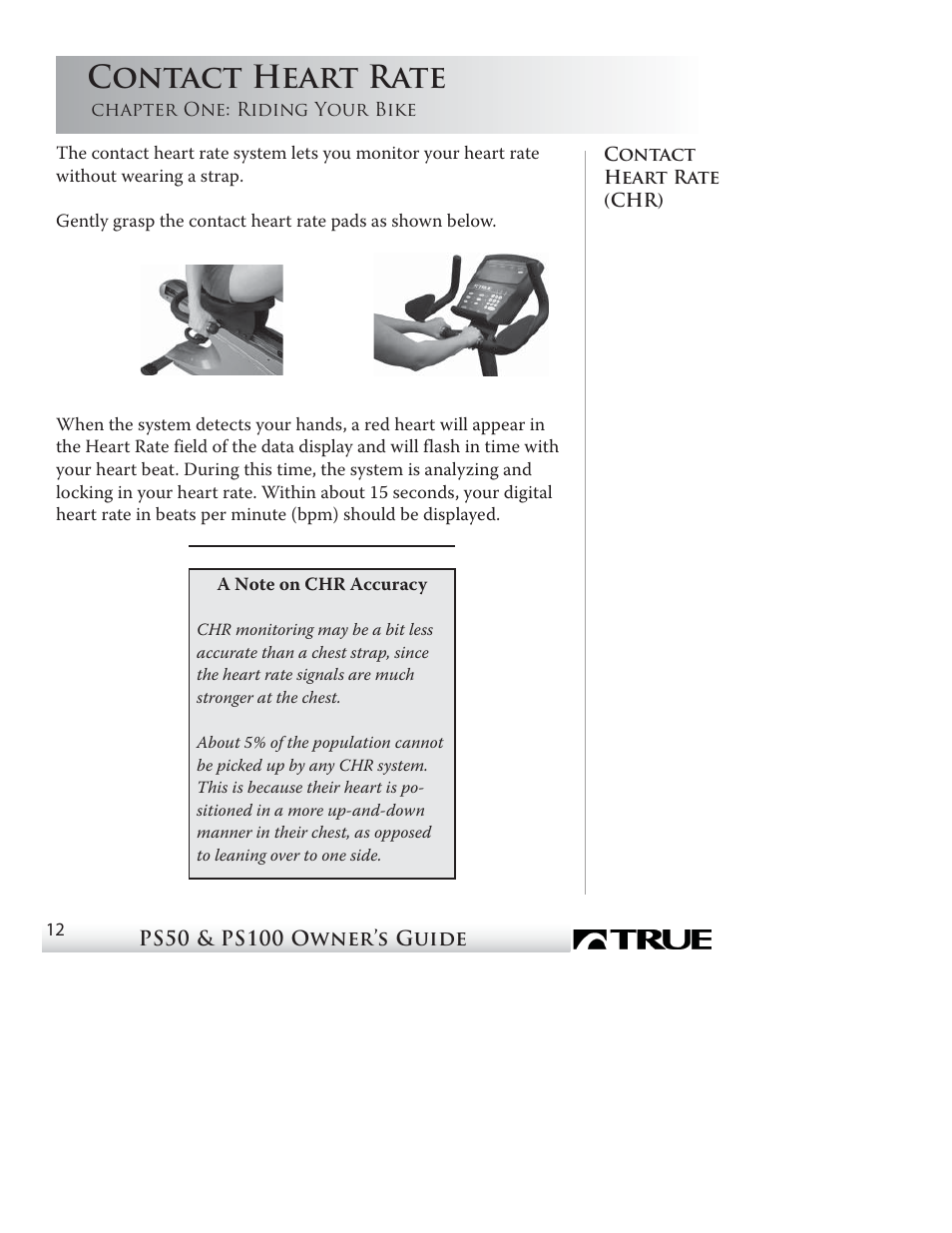 Contact heart rate | True Fitness PS50 User Manual | Page 11 / 41