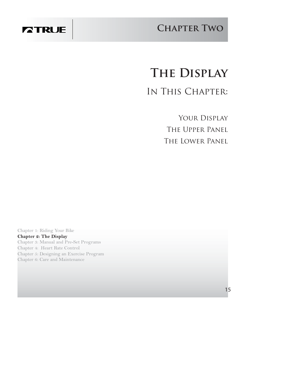 The display, Chapter two | True Fitness PS50 User Manual | Page 13 / 41