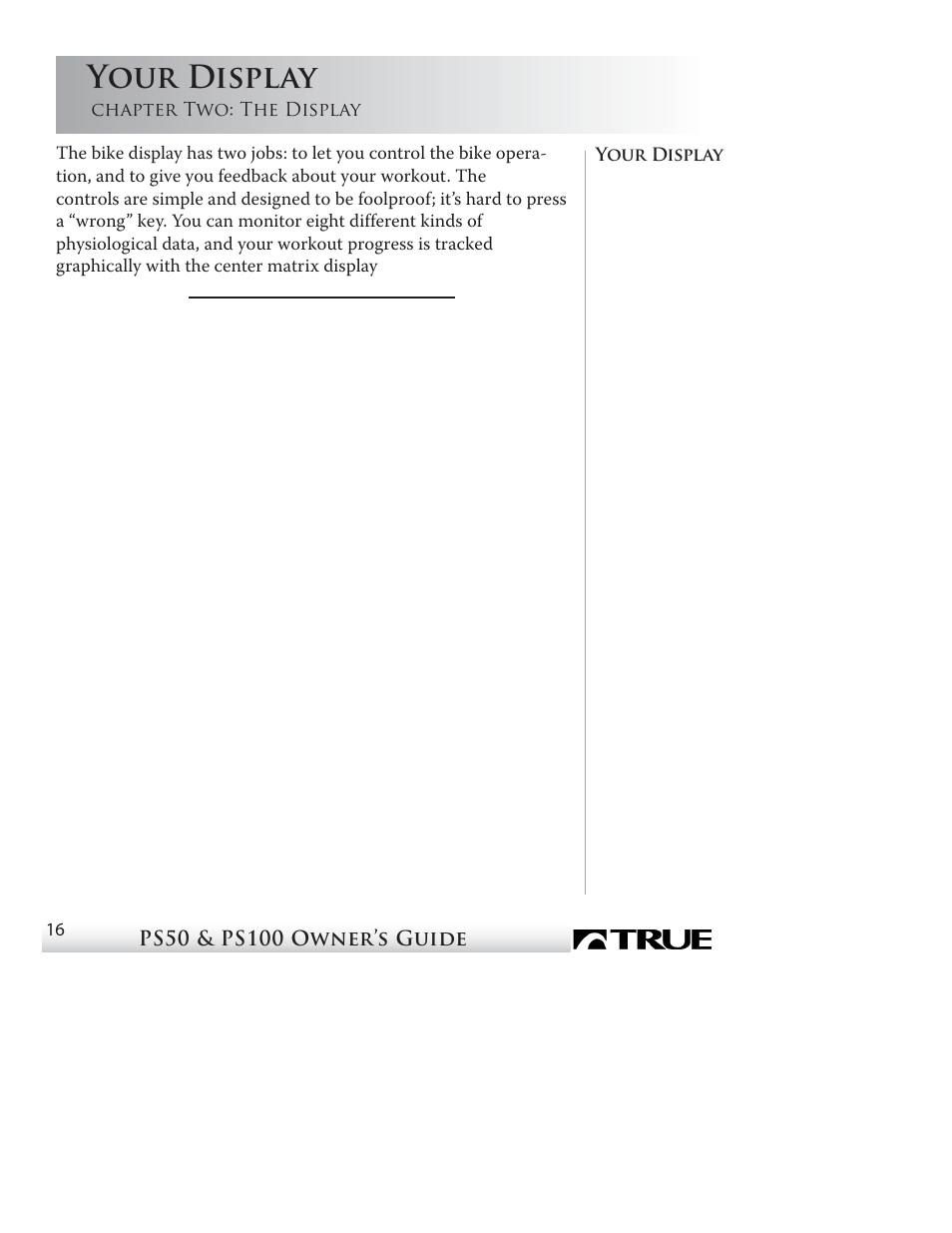 Your display | True Fitness PS50 User Manual | Page 14 / 41