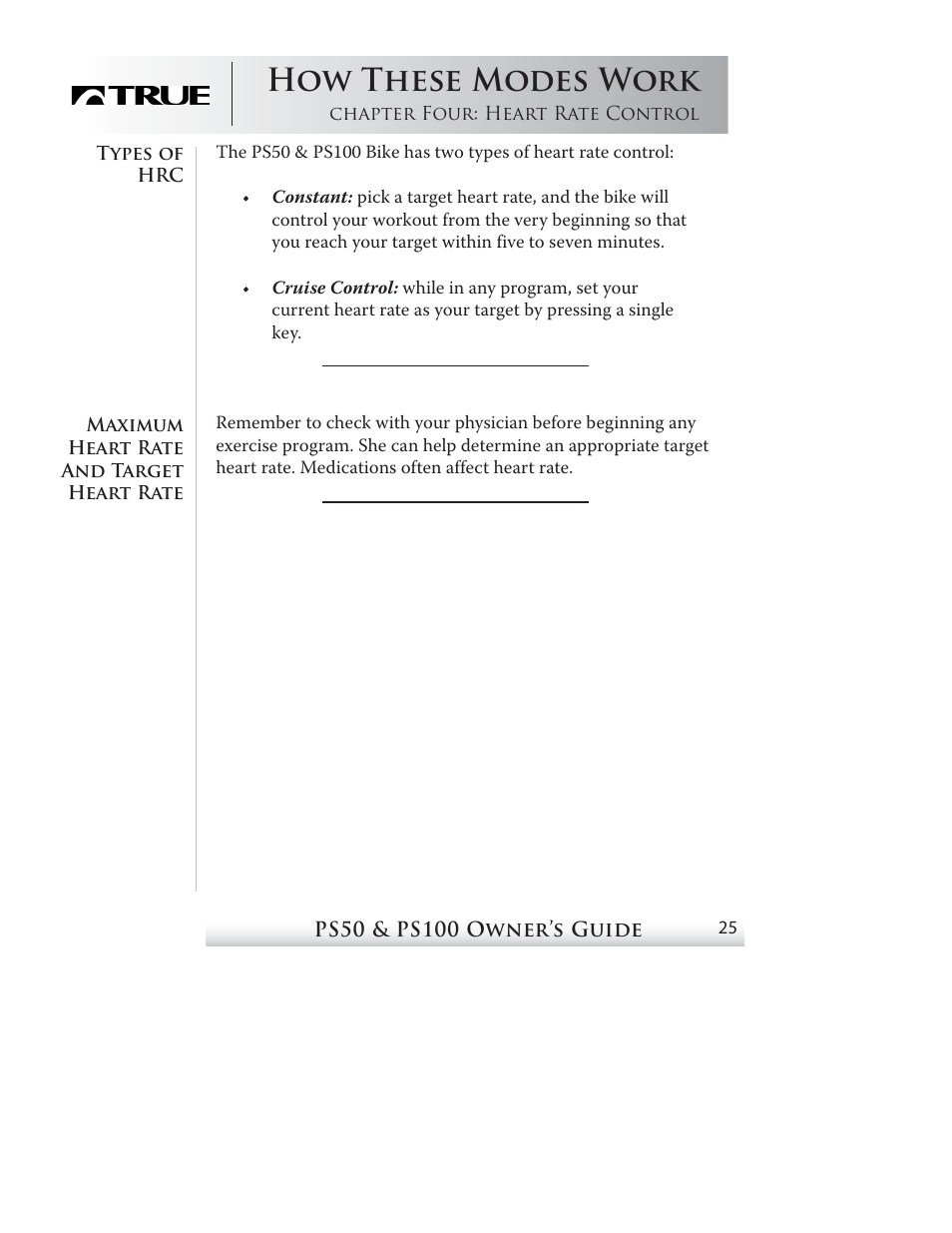 How these modes work | True Fitness PS50 User Manual | Page 22 / 41