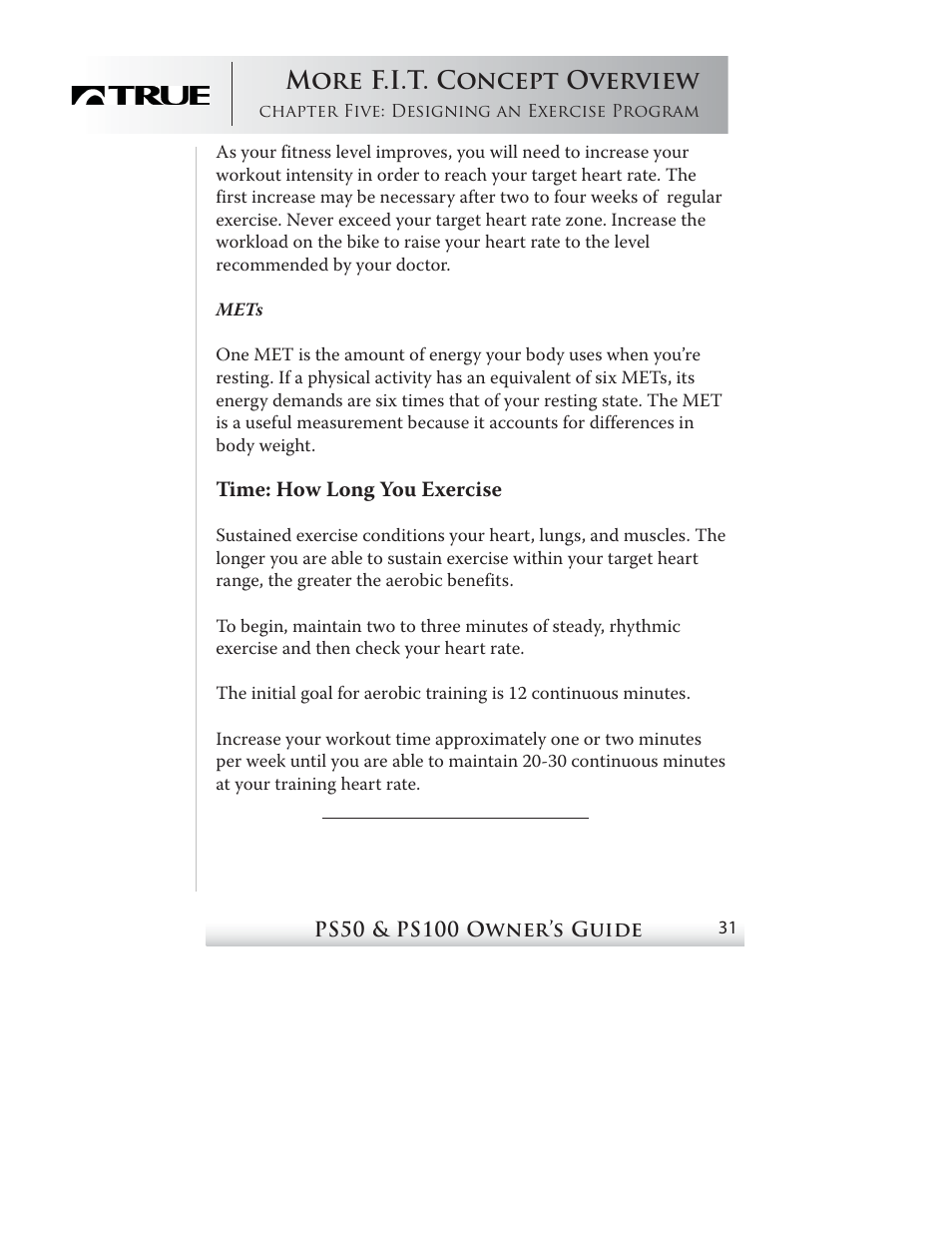 More f.i.t. concept overview | True Fitness PS50 User Manual | Page 27 / 41