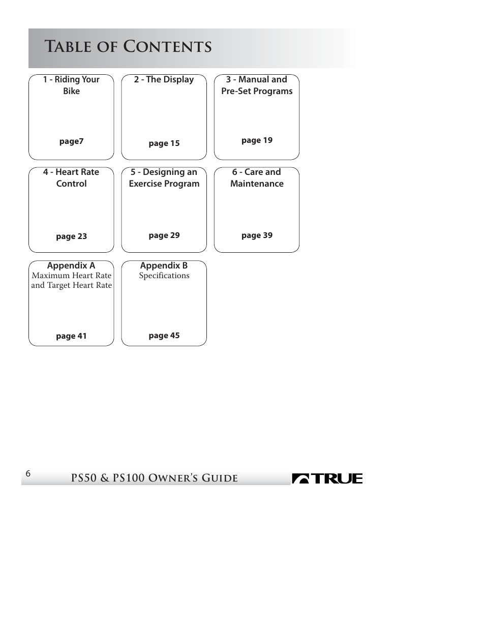 True Fitness PS50 User Manual | Page 5 / 41
