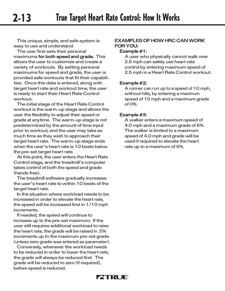 True target heart rate control: how it works | True Fitness 540 User Manual | Page 18 / 36