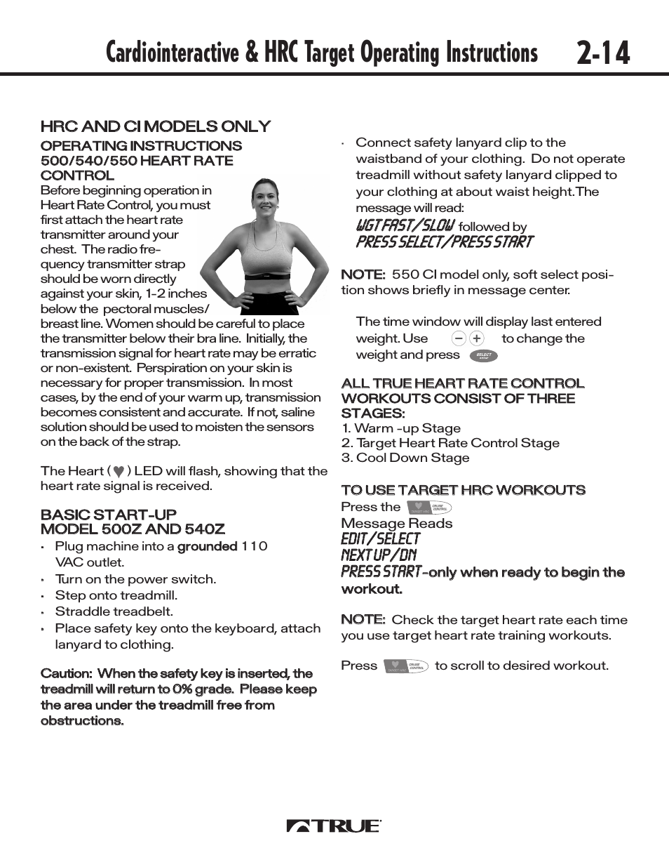 Wwggtt ffaasstt/ /ssllooww | True Fitness 540 User Manual | Page 19 / 36