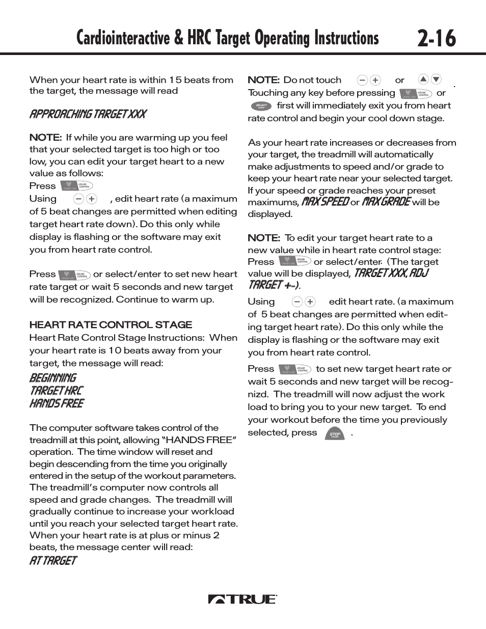 Aatt ttaarrggeett, Mmaaxx ggrraaddee | True Fitness 540 User Manual | Page 21 / 36