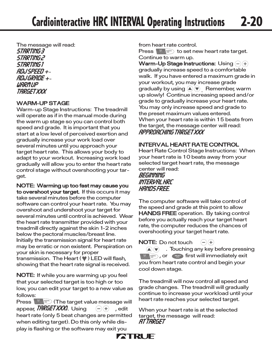 Aaddjj ggrraaddee, Aatt ttaarrggeett | True Fitness 540 User Manual | Page 25 / 36