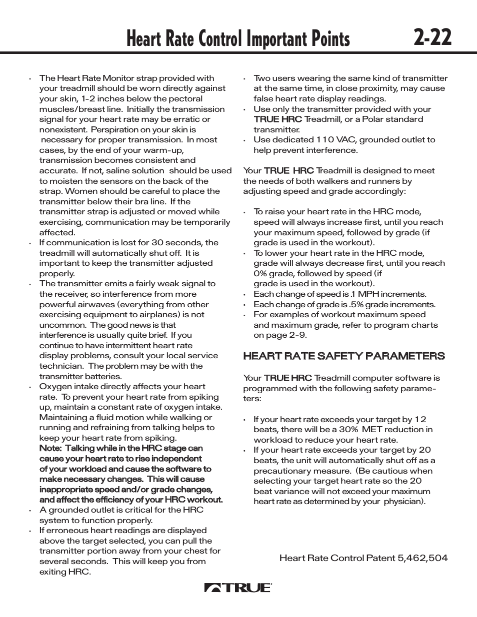 Heart rate control important points | True Fitness 540 User Manual | Page 27 / 36