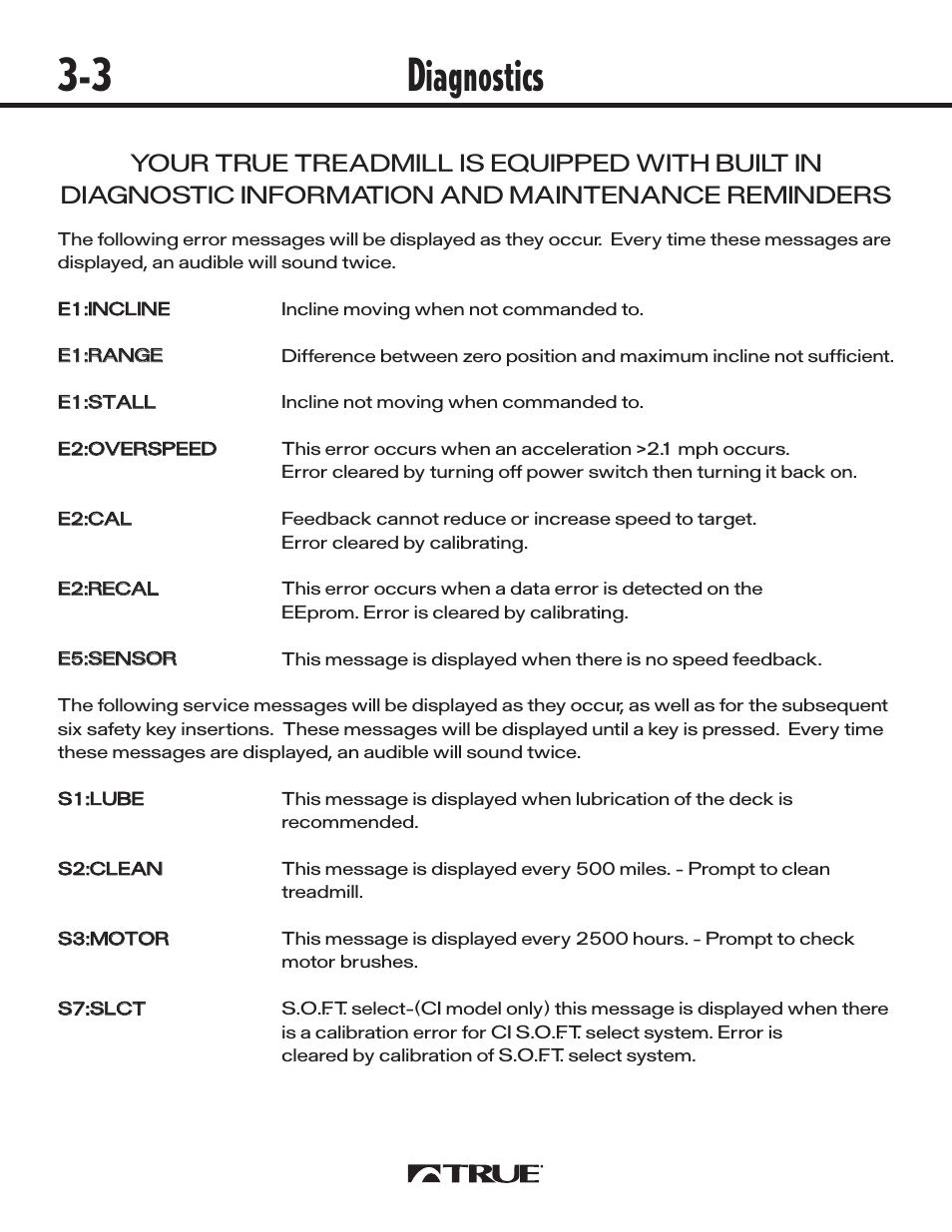 Diagnostics 3-3 | True Fitness 540 User Manual | Page 34 / 36