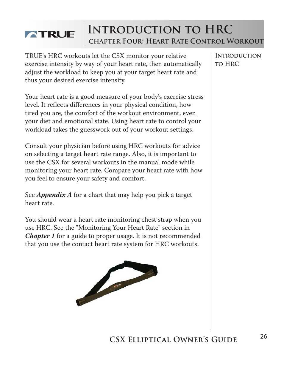 Introduction to hrc | True Fitness CSX User Manual | Page 26 / 53