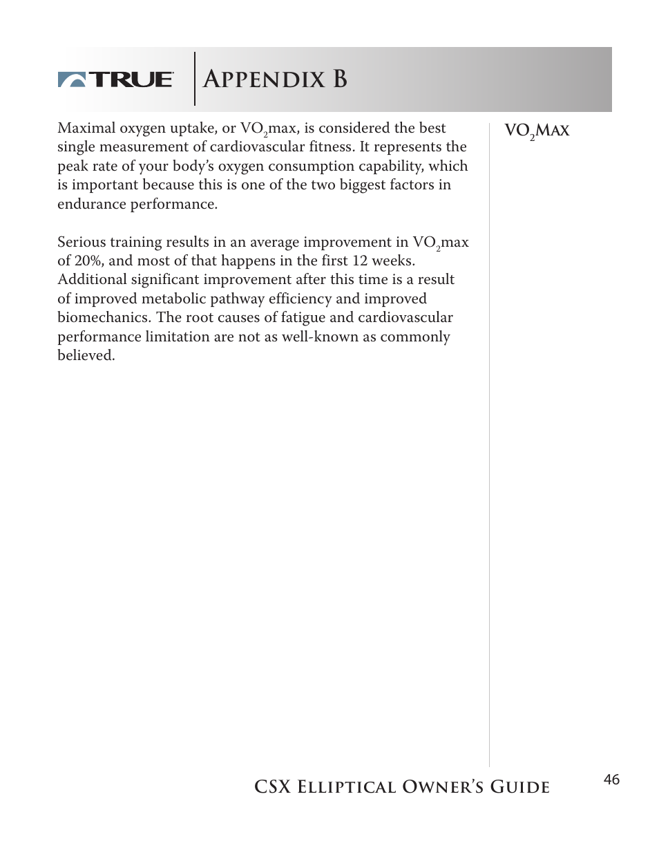 Appendix b | True Fitness CSX User Manual | Page 46 / 53