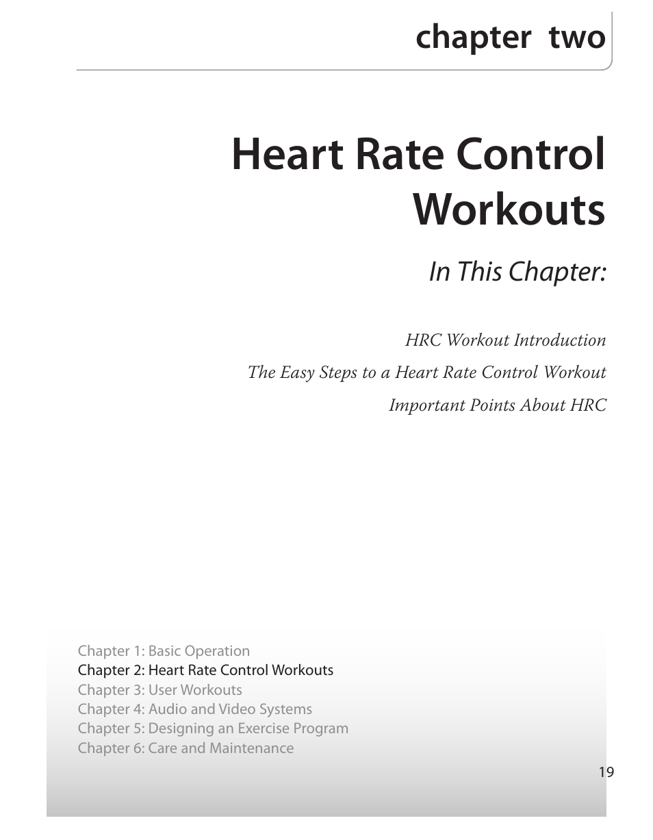 Heart rate control workouts, Chapter two | True Fitness PS500 User Manual | Page 18 / 45