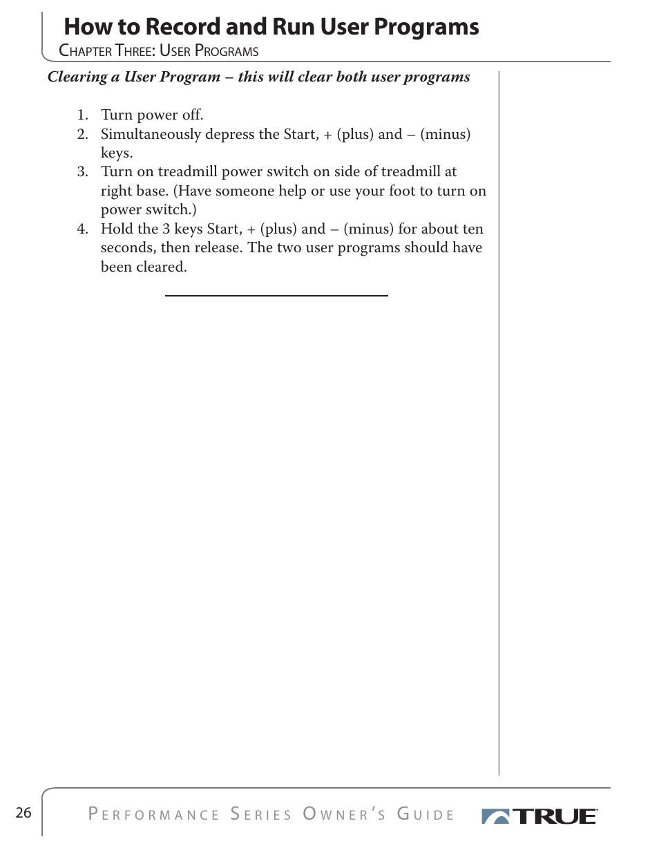 How to record and run user programs | True Fitness PS500 User Manual | Page 24 / 45