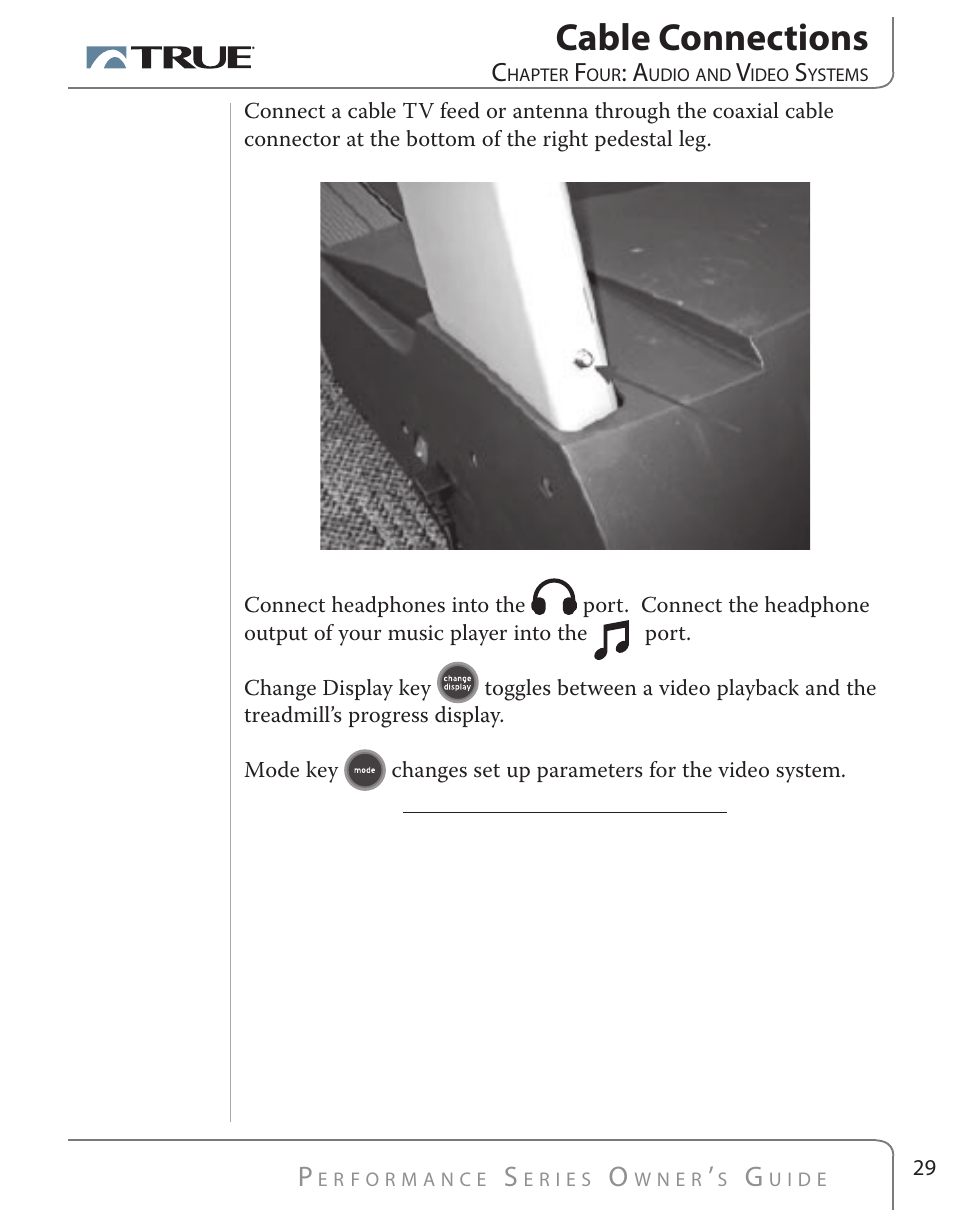 Cable connections | True Fitness PS500 User Manual | Page 27 / 45