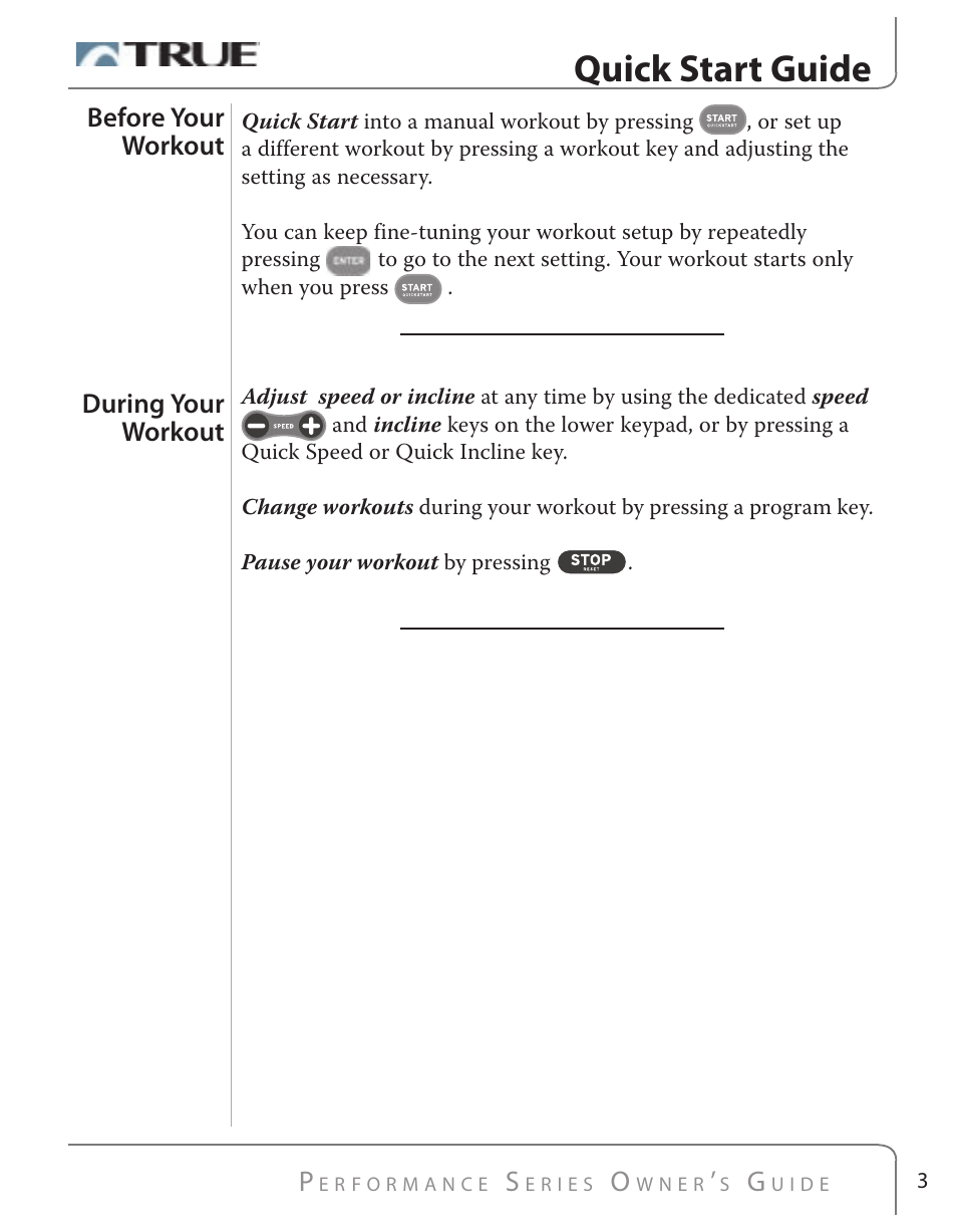 Quick start guide | True Fitness PS500 User Manual | Page 5 / 45