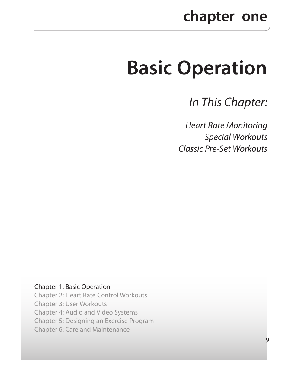 Basic operation, Chapter one | True Fitness PS500 User Manual | Page 9 / 45