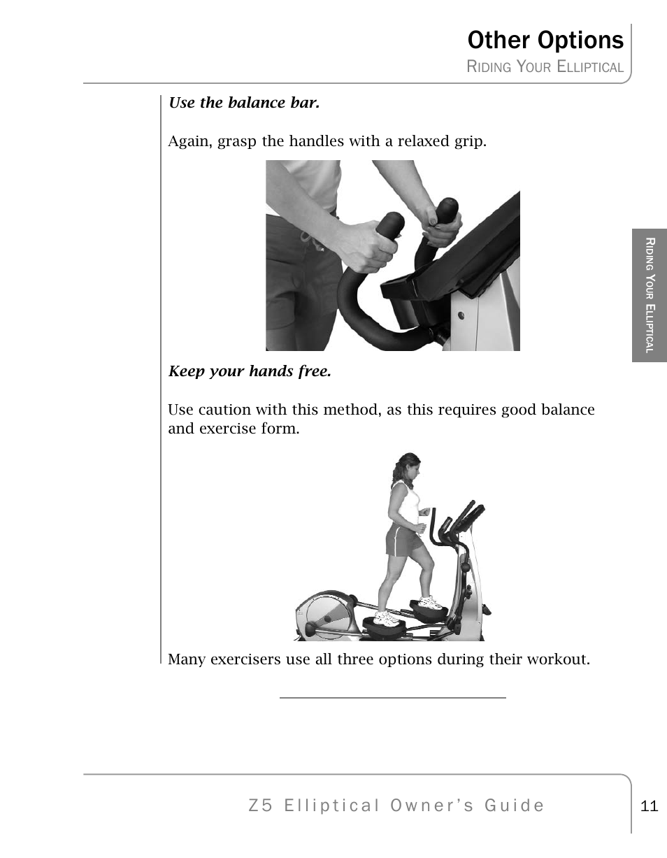Other options | True Fitness Z5 Elliptical User Manual | Page 11 / 59