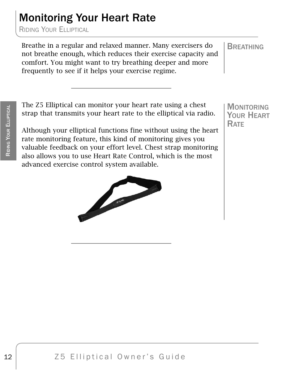 Monitoring your heart rate | True Fitness Z5 Elliptical User Manual | Page 12 / 59