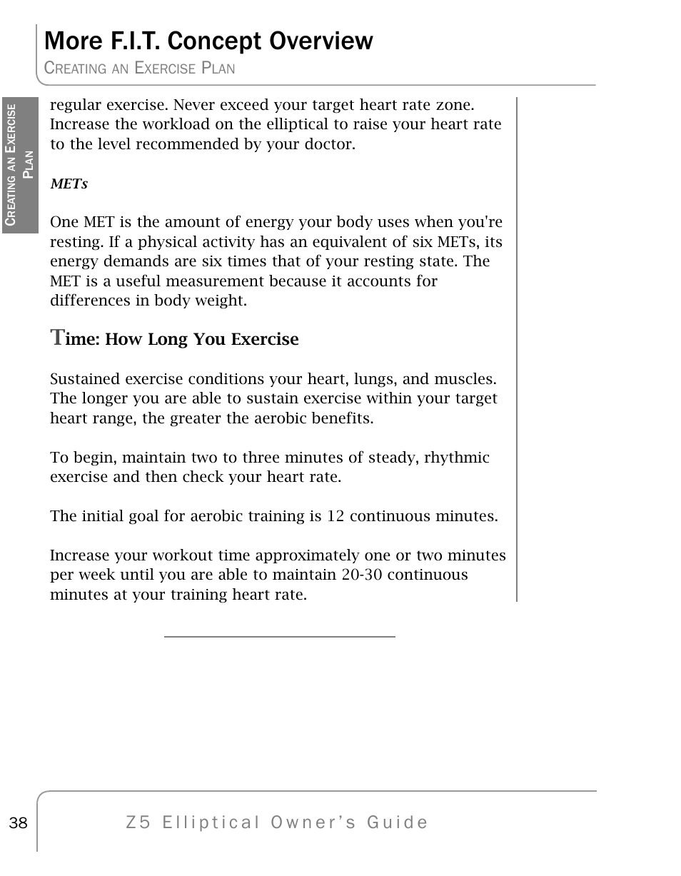 More f.i.t. concept overview | True Fitness Z5 Elliptical User Manual | Page 38 / 59