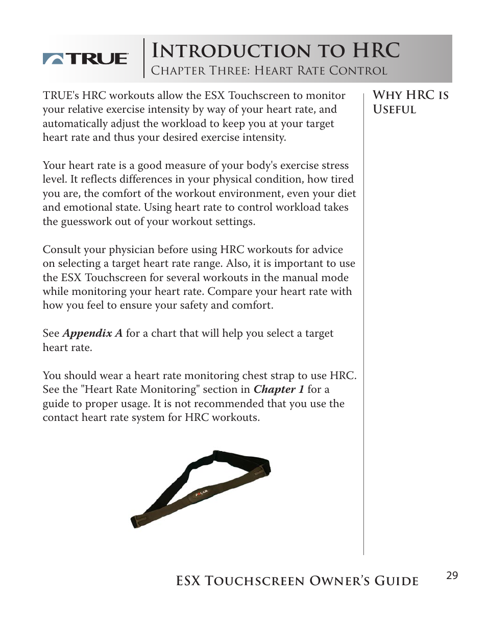 Introduction to hrc | True Fitness Touchscreen Elliptical User Manual | Page 29 / 44