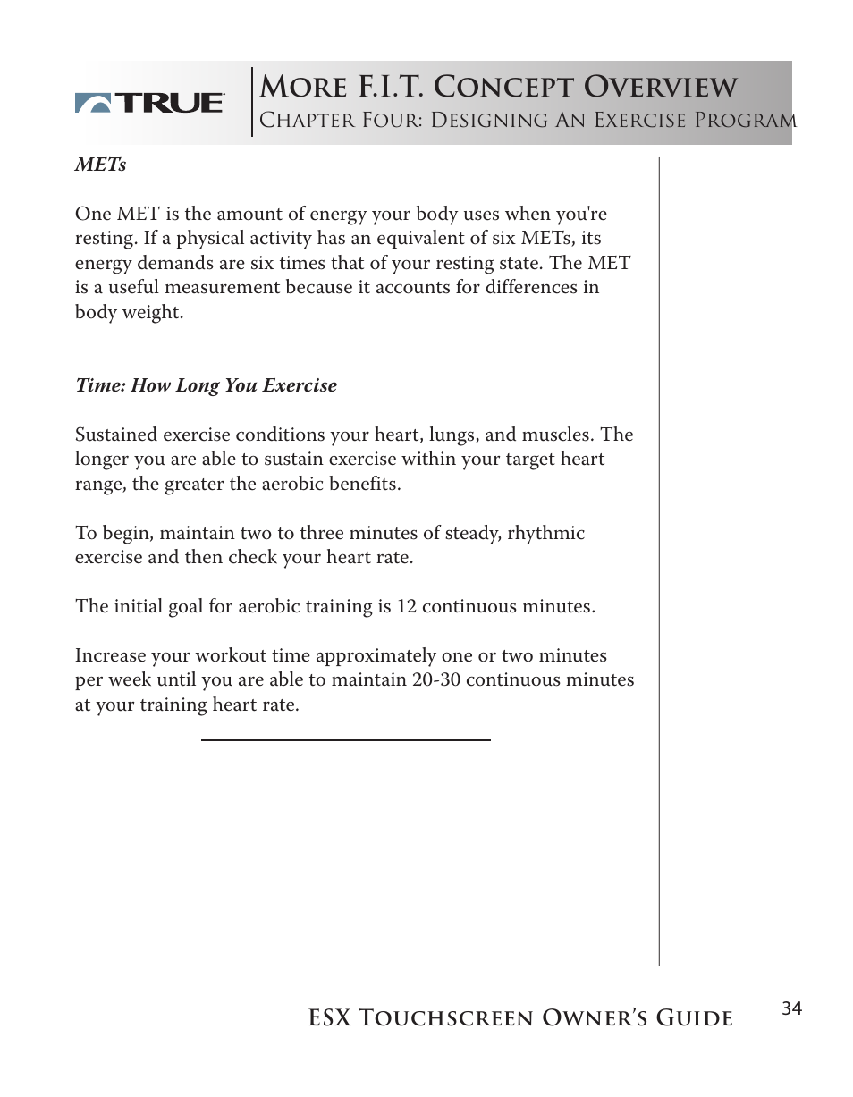 More f.i.t. concept overview | True Fitness Touchscreen Elliptical User Manual | Page 34 / 44