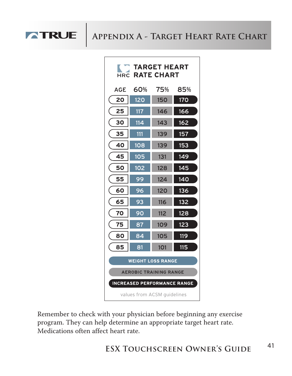 True Fitness Touchscreen Elliptical User Manual | Page 41 / 44