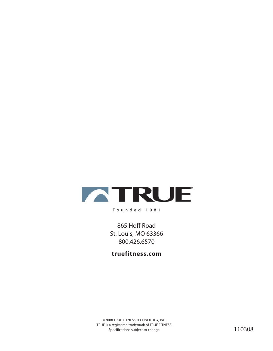 True Fitness Touchscreen Elliptical User Manual | Page 44 / 44