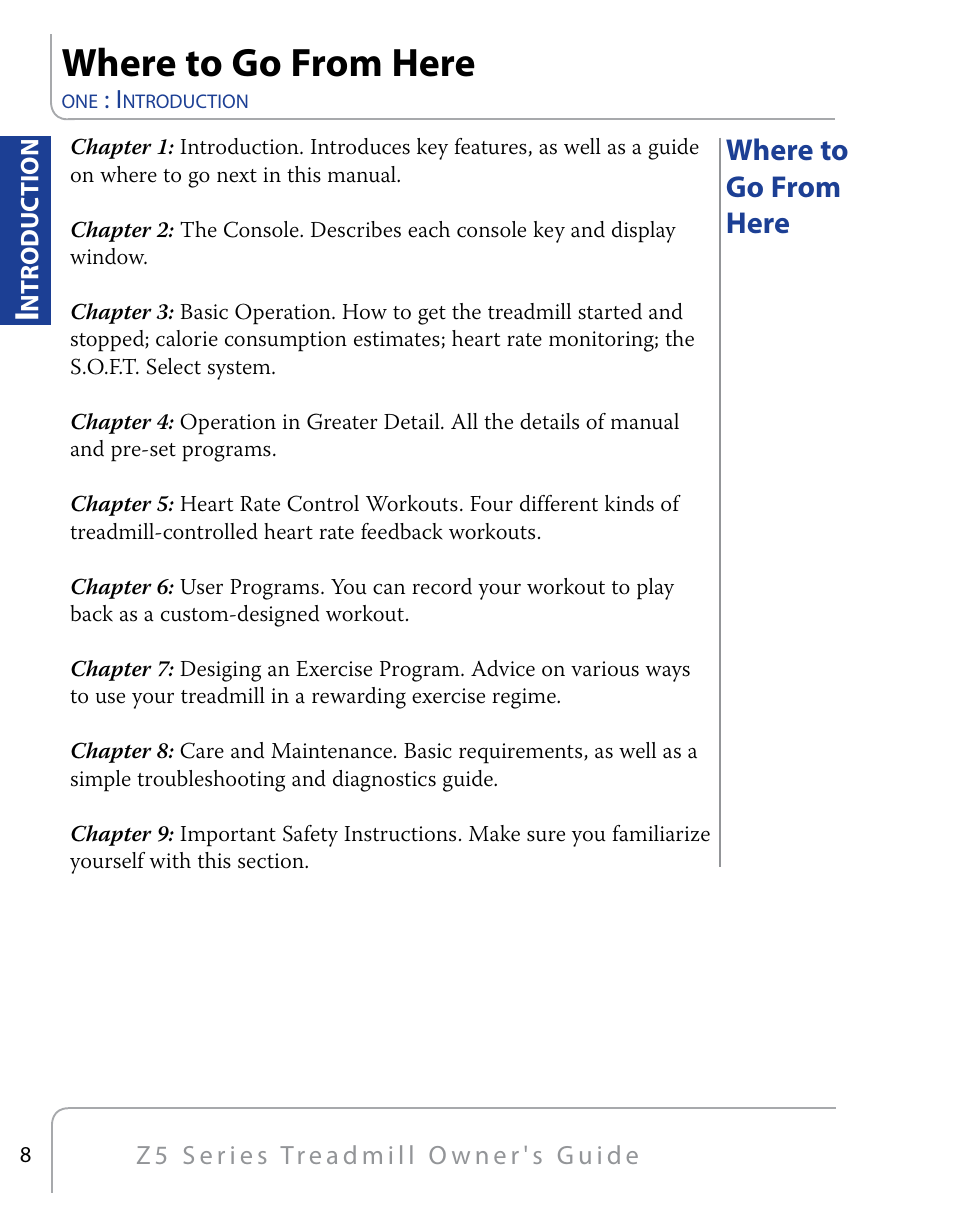 Where to go from here | True Fitness Z5 Series User Manual | Page 10 / 110