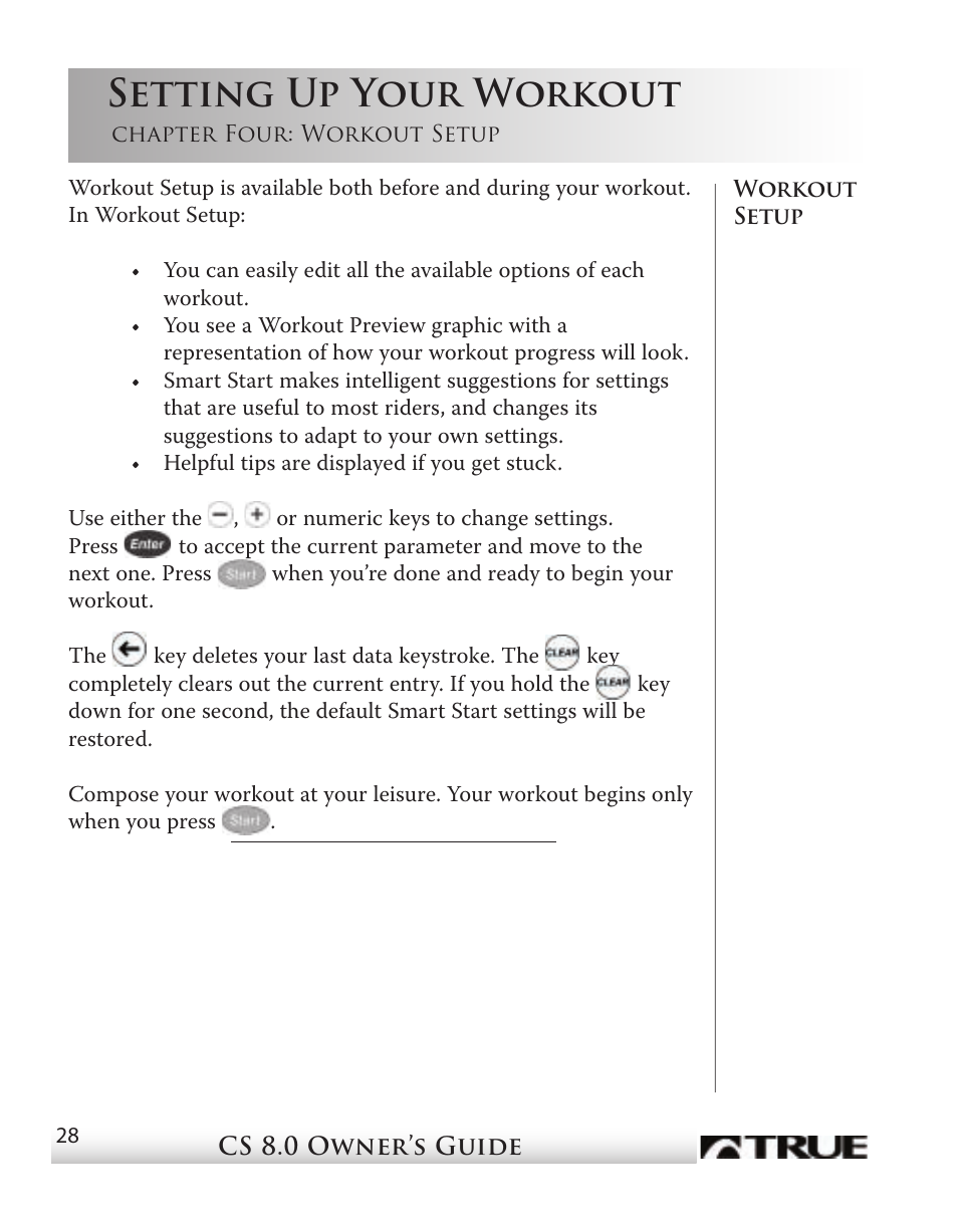 Setting up your workout | True Fitness CS8 User Manual | Page 25 / 97