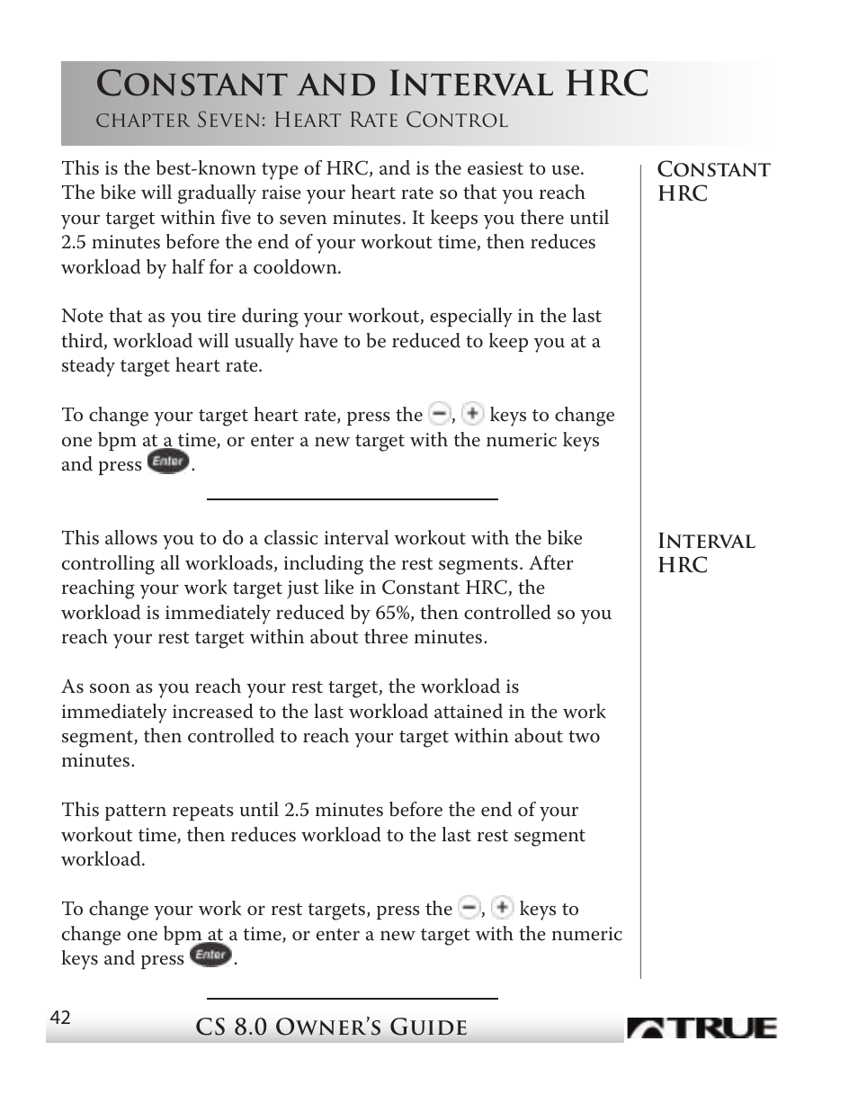 Constant and interval hrc | True Fitness CS8 User Manual | Page 38 / 97