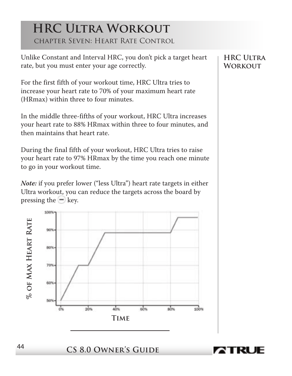 Hrc ultra workout | True Fitness CS8 User Manual | Page 40 / 97