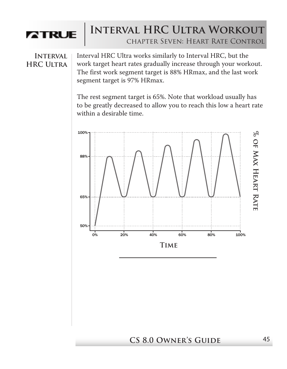 Interval hrc ultra workout, Cs 8.0 owner’s guide | True Fitness CS8 User Manual | Page 41 / 97