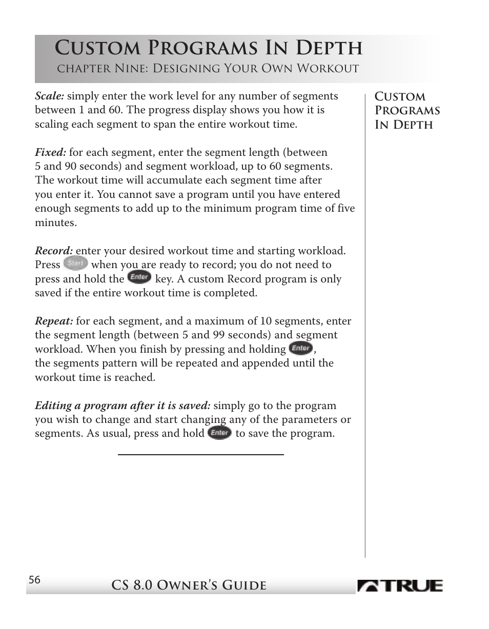 Custom programs in depth | True Fitness CS8 User Manual | Page 50 / 97