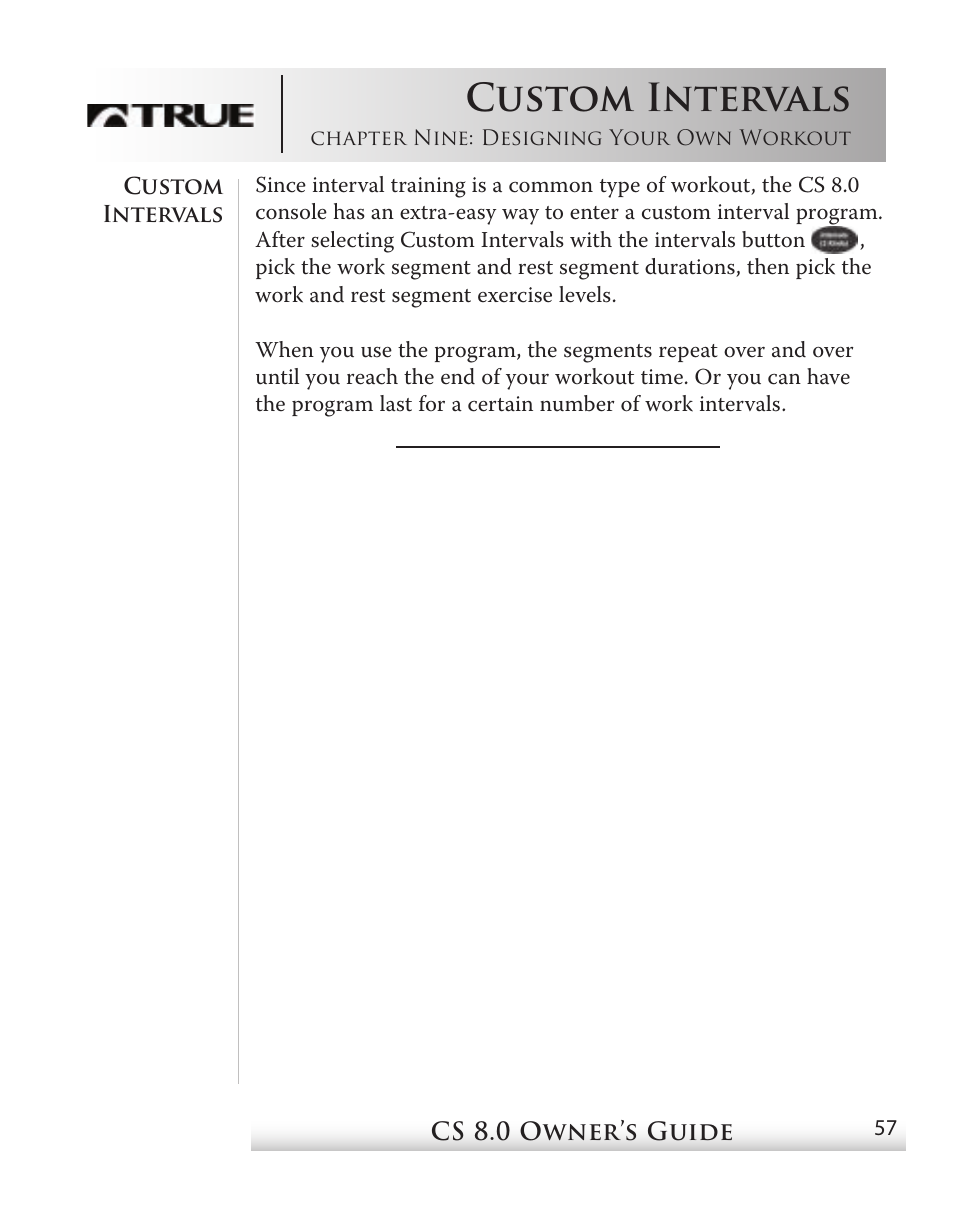 Custom intervals | True Fitness CS8 User Manual | Page 51 / 97