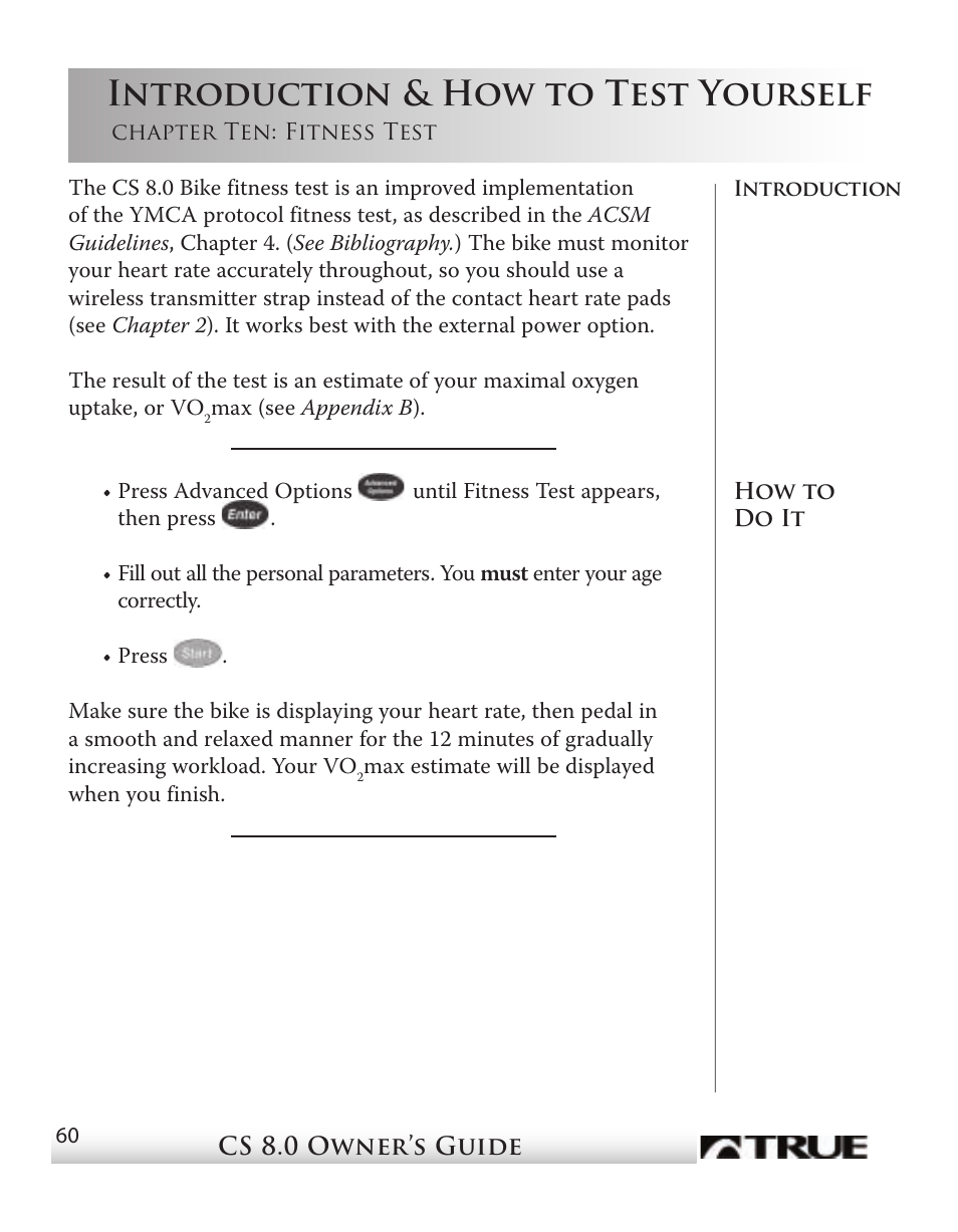 Introduction & how to test yourself | True Fitness CS8 User Manual | Page 53 / 97