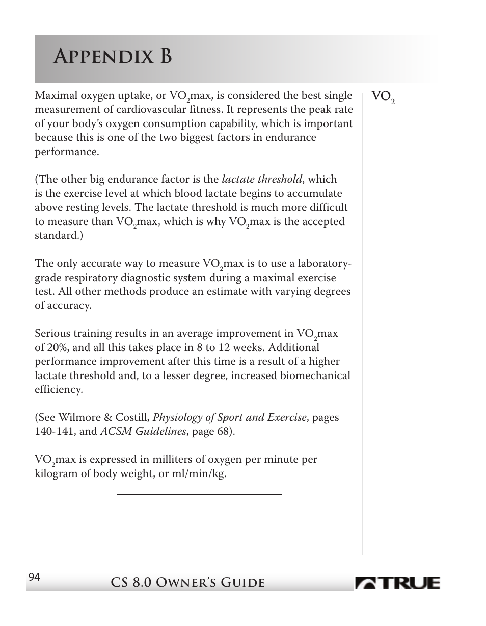 Appendix b | True Fitness CS8 User Manual | Page 83 / 97