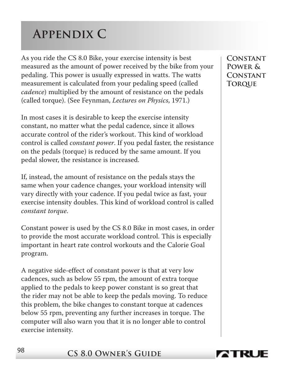 Appendix c | True Fitness CS8 User Manual | Page 86 / 97