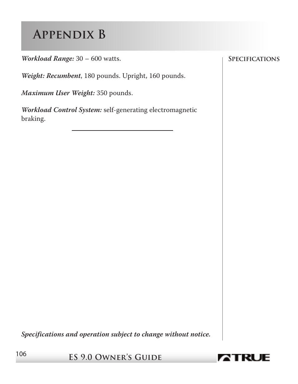 Appendix b | True Fitness CS8 User Manual | Page 92 / 97