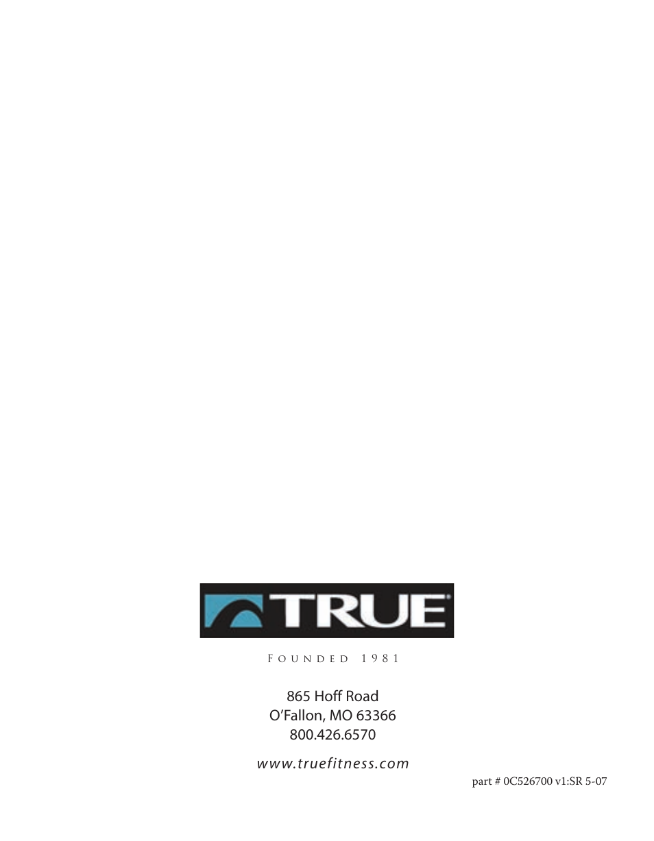 True Fitness CS8 User Manual | Page 97 / 97