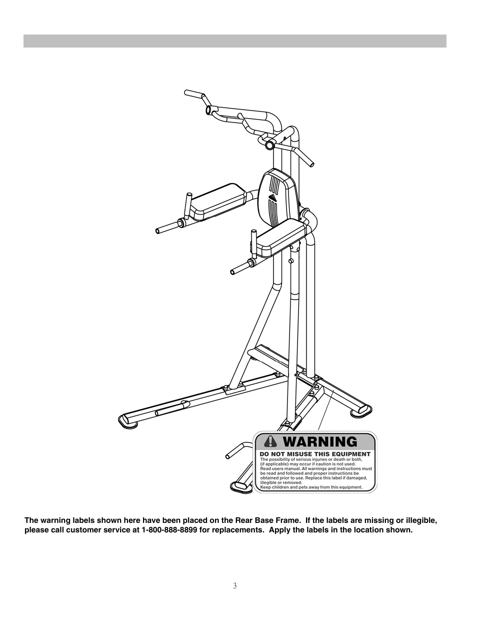 Warning label placement | True Fitness ADI-10260-I User Manual | Page 4 / 11