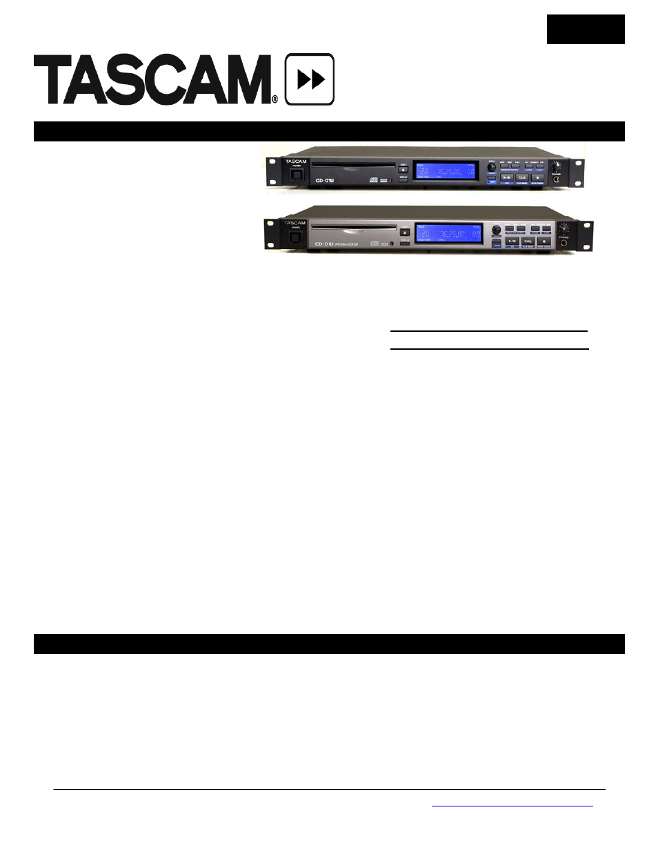 Tascam CD-01UPro User Manual | 2 pages